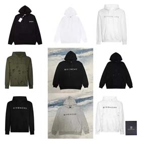 GIVENCHY New Letter Printed Ripped Hooded Long Sleeve Sweatshirt for Men and Women-2139  