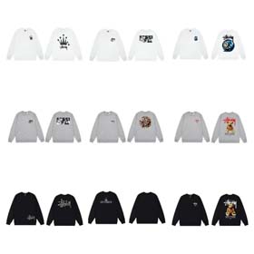 Stussy Stussy Angel Bear Flower Windmill Eight Ball Crown Print Sweatshirt-2219  