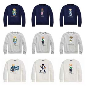 Ralph Laure Polo Sport Warm couple sweatshirt with bear print casual-2252  