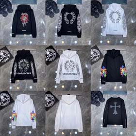 Chrome Hearts CH 2025 Colorful Cross Leather Sanskrit Hooded Sweatshirt for Casual and Versatile-2516  