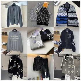 Louis Vuitton LV Letter Pattern Hooded Wool Cardigan-4404  