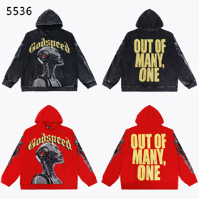 Godspeed Retro Washed Skull Print Loose-fitting Terry Hoodie-4561  