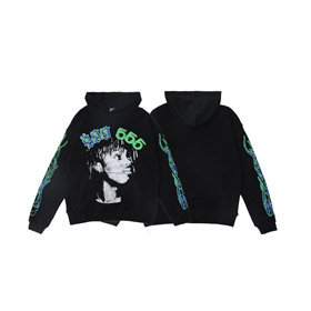 Sp5de  Foam Print Loose Hooded Sweatshirt-4595  