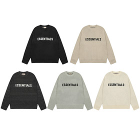 FOG Fear of God Essentials Letter Jacquard Crewneck Pullover Knit Sweater-5309  