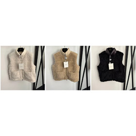 Moncler new down vest with stand-up collar and contrasting lambskin trim-5405  