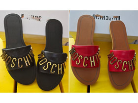 Moschino new genuine leather non-slip slide sandals-5675  