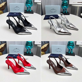 Prada plus-size pointed-toe slingback sandals with stiletto heels-5731  
