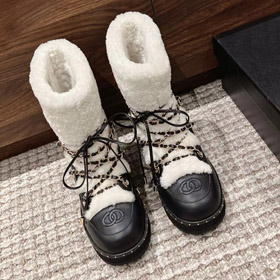 Chanel shearling-lined mid-calf snow boots with laces-5773  