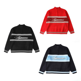 Supreme embroidered striped half-zip sweater-5929  
